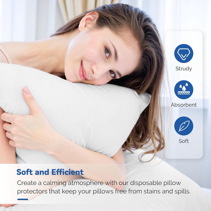 JMU 100PCS Disposable Pillow Case 21" x 30", Tissue/Poly Medical Pillow Covers Sleeves, White - Image 5